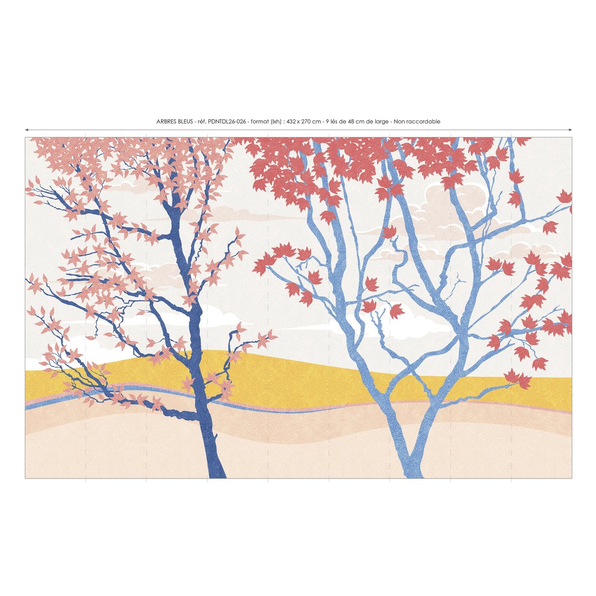 Papier peint panoramique Arbres Bleus - Lé Papiers de Ninon bleu, LE PAPIERS DE NINON