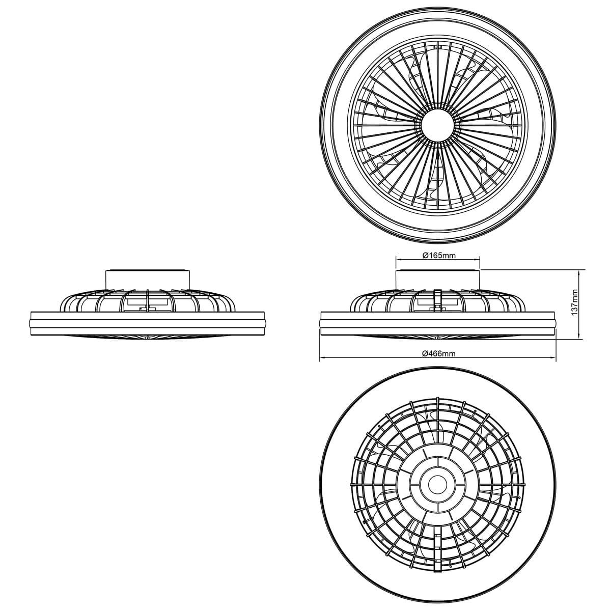 Ventilateur de Plafond  PALMERO 40W LED noir, BRILLIANT