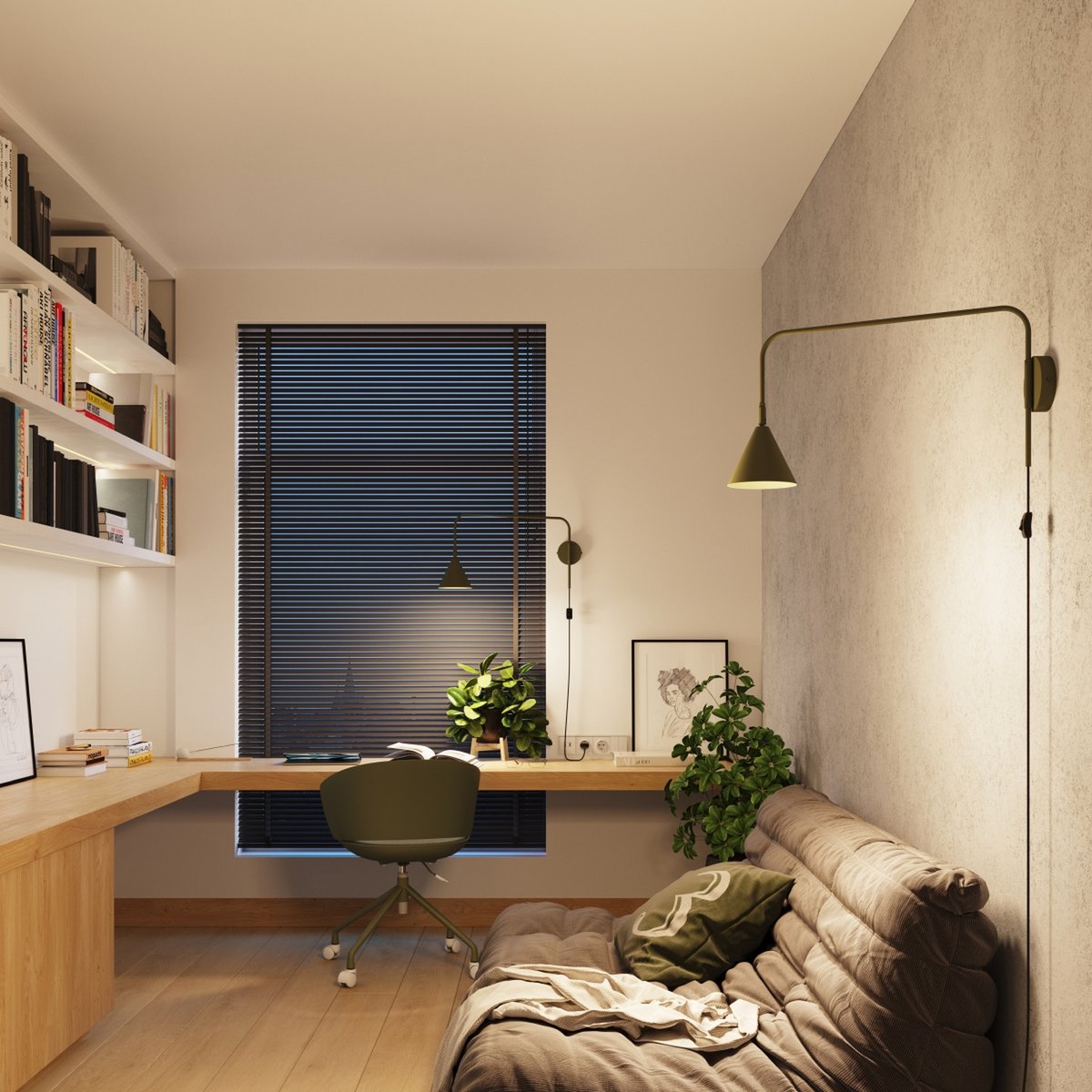 Applique murale Vert Olive E14 1 Nox vert olive, EDEN