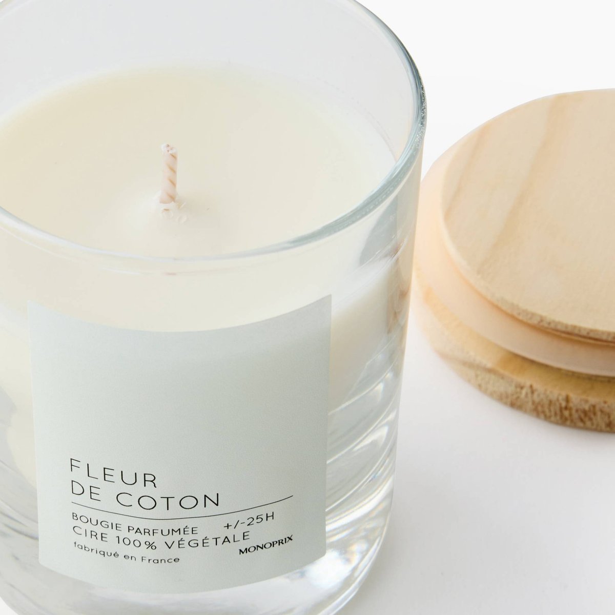 Bougie en cire végétale parfumée couleur unique, MONOPRIX
