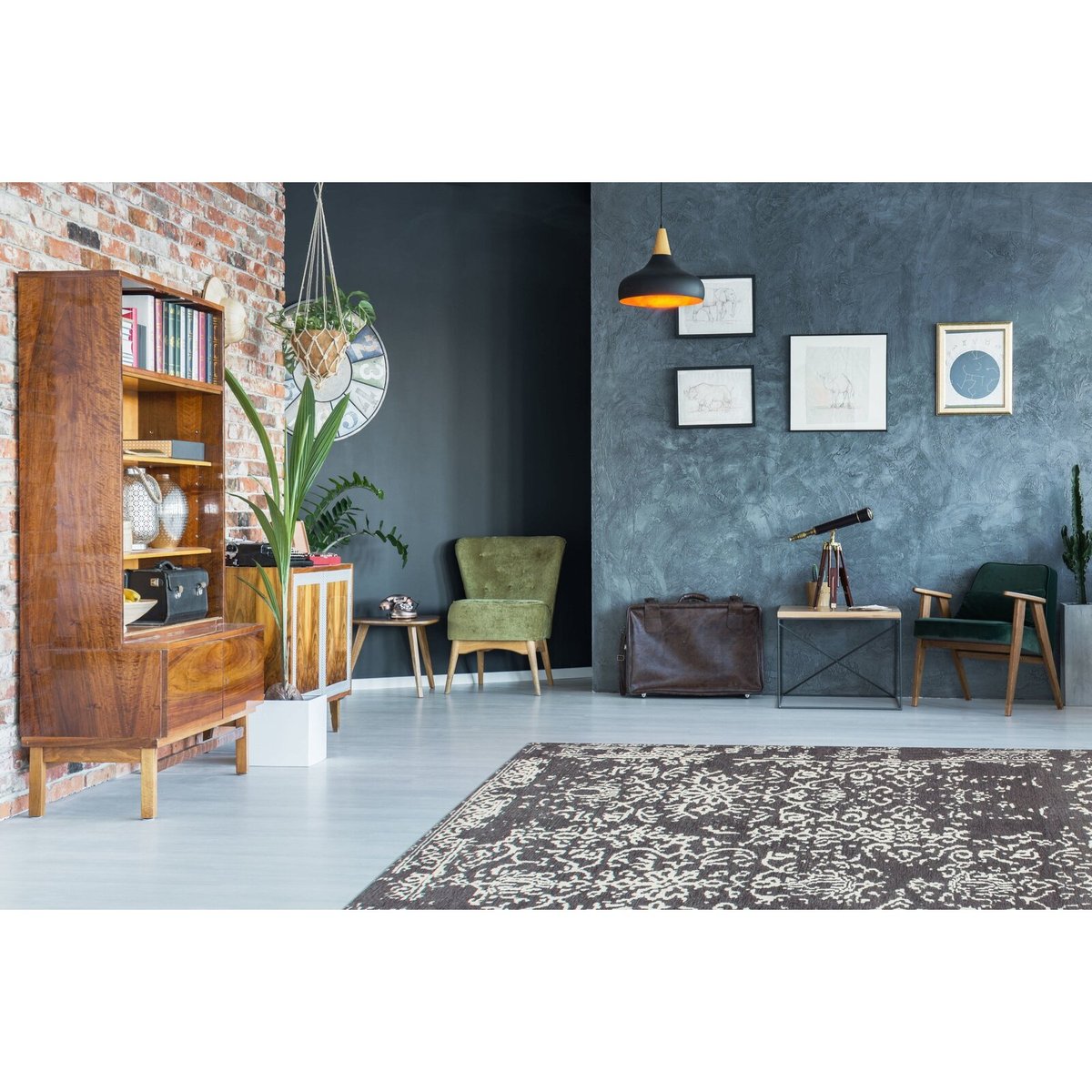 Tapis rectangulaire en coton, RIVIÈRE gris, ARTE ESPINA