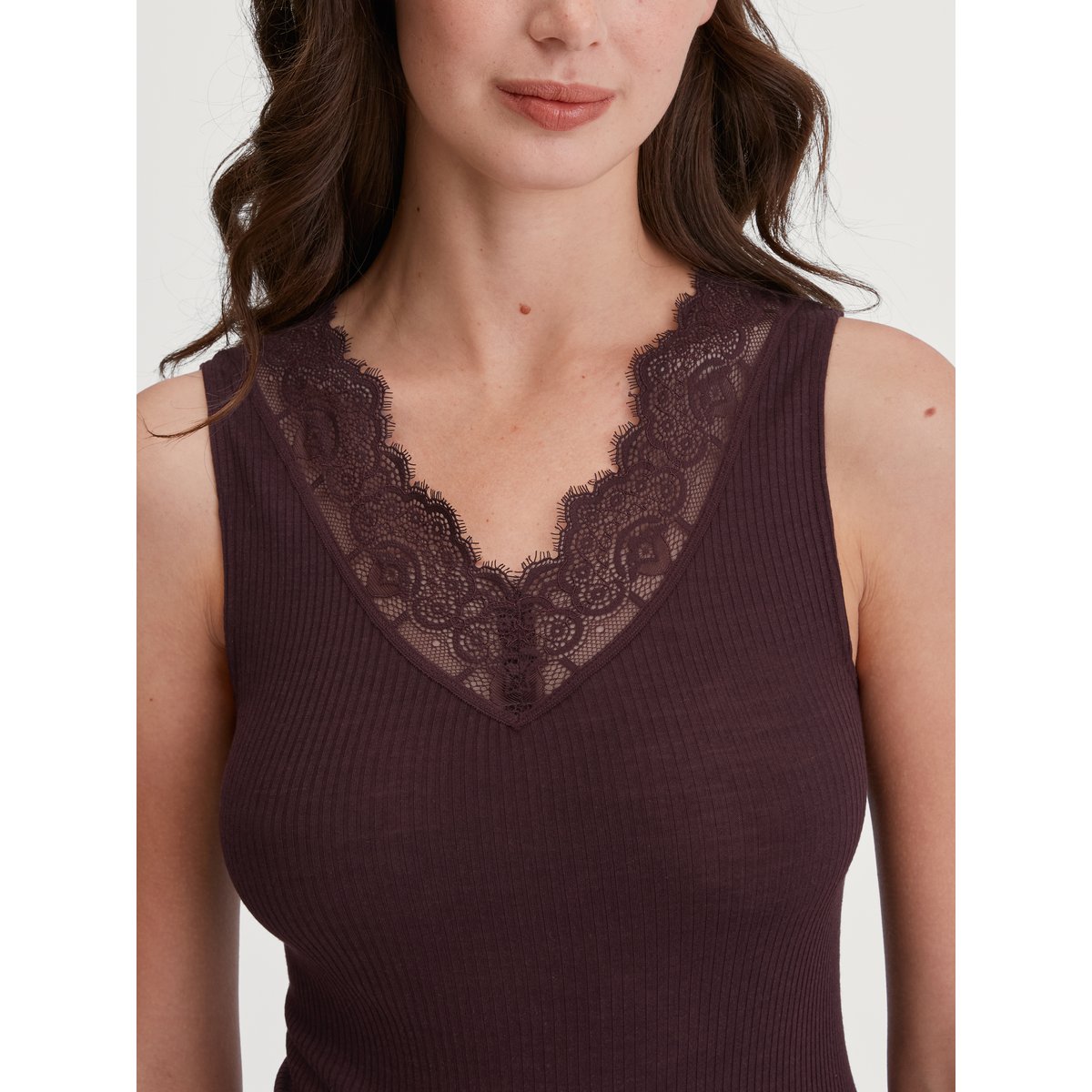 Débardeur en laine-soie sans manches Laine SILKY WOOL JOY black cherry, CALIDA