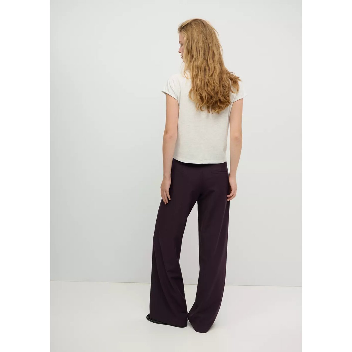 Pantalon droit détail nœud bordeaux, MANGO TEEN