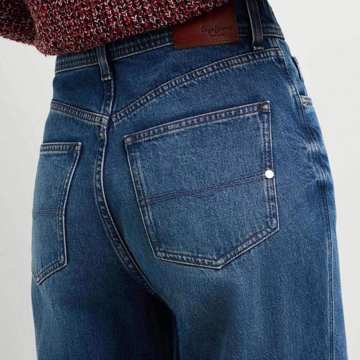 Rae - Jean Coupe Large, Taille Haute 12 oz gris rigide denim, PEPE JEANS