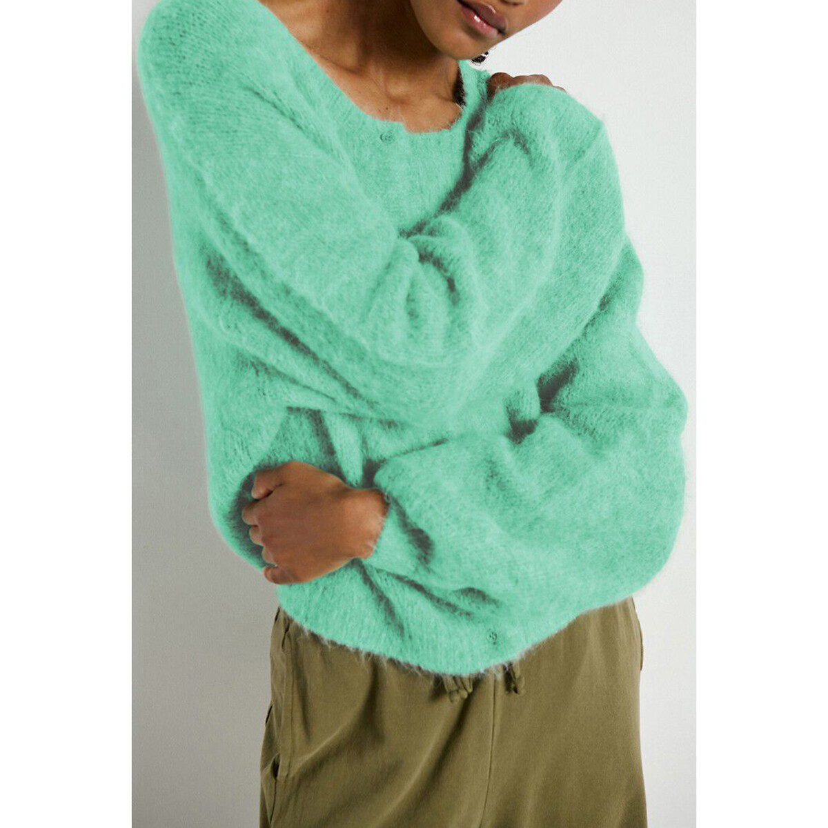 Niby Short Cardigan with Crew Neck mint, AMERICAN VINTAGE