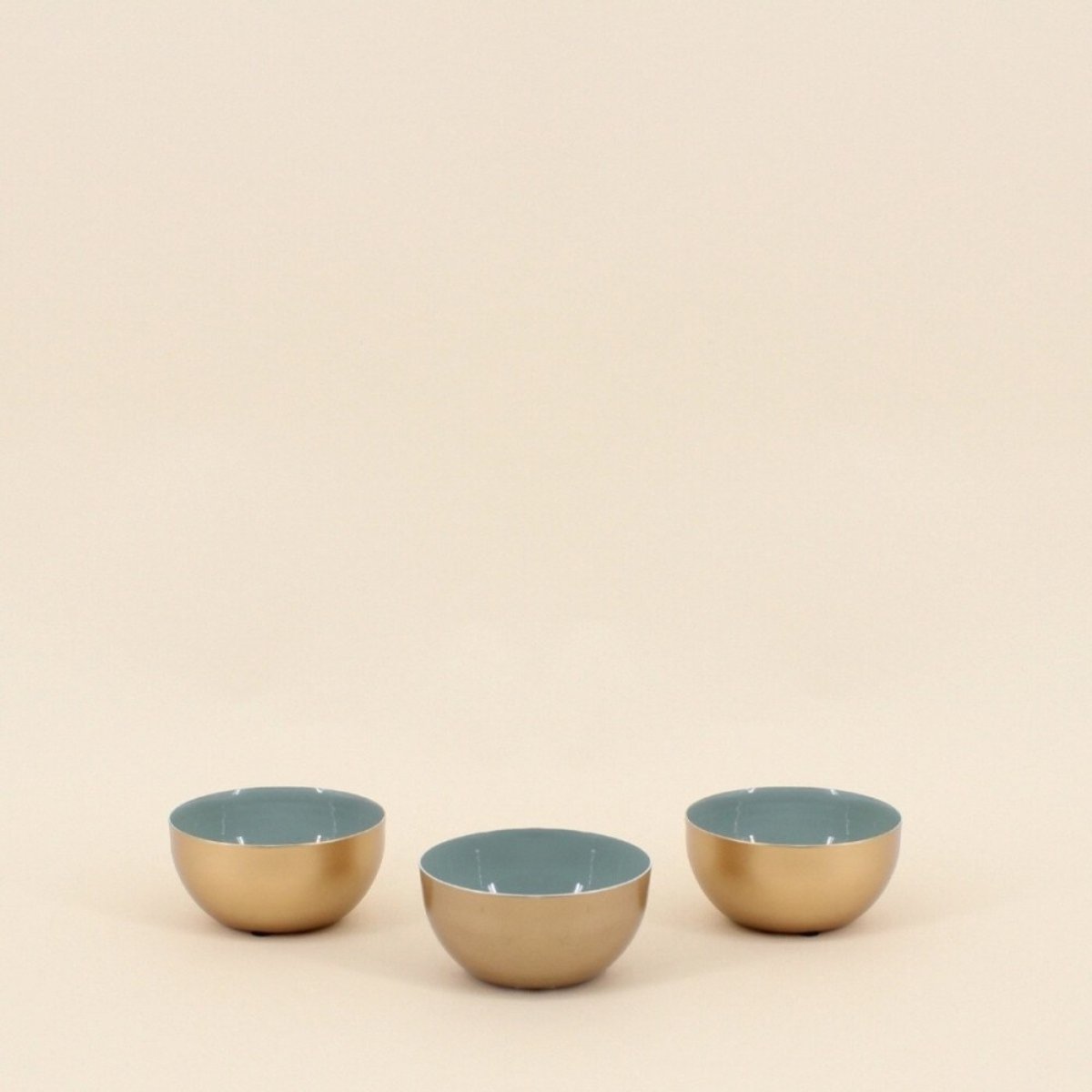 Lot de 3 coupelles en métal doré, vert doré, ORNAMI