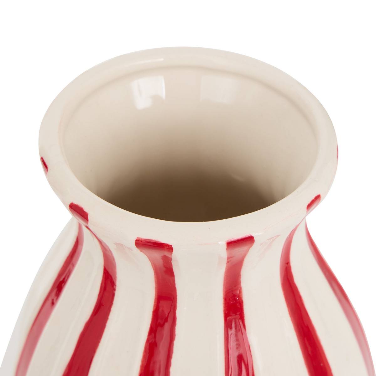 Vase de Noël en céramique rayé rouge et blanc H. 35 cm rouge, FEERIC LIGHTS & CHRISTMAS