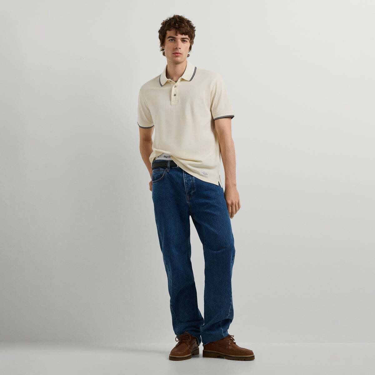 Polo Coupe Regular En Piqué blanc cassé, PEPE JEANS