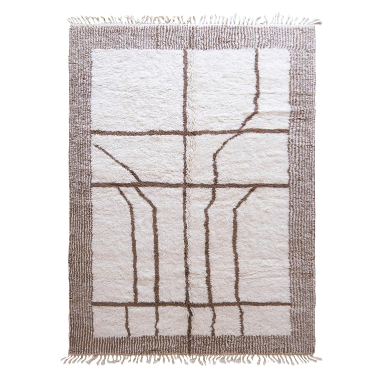 Tapis berbère décoratif aux lignes graphiques en laine 245 x 352 cm brun naturel, AFK LIVING