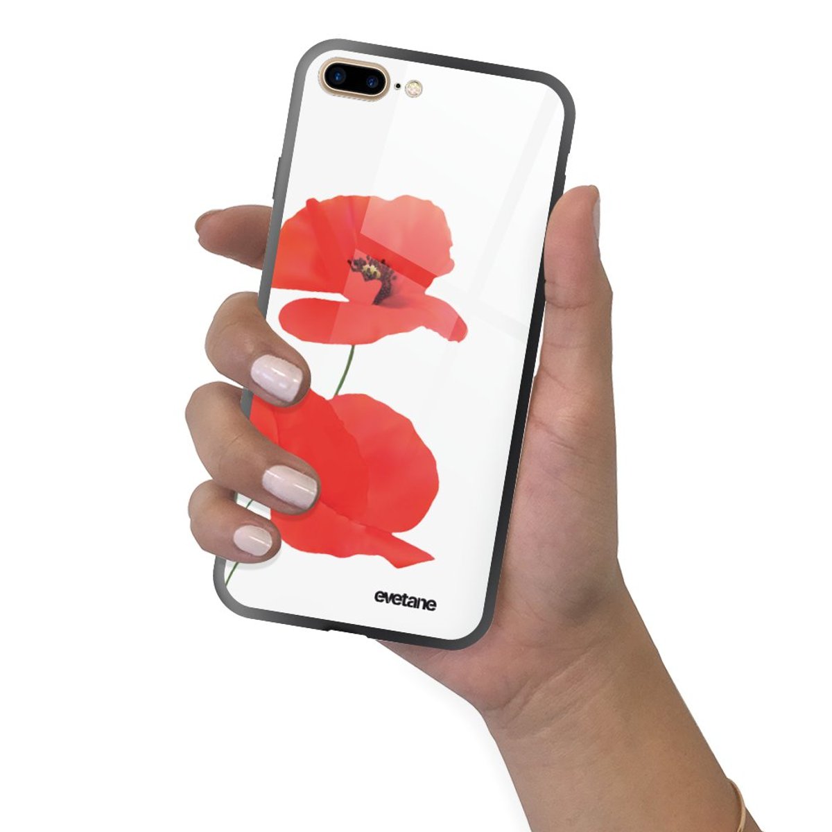 Coque soft touch glossy iPhone 7 Plus/ 8 Plus coquelicot, EVETANE