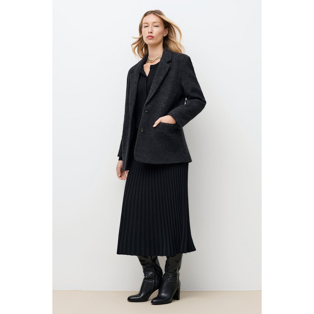 Manteau droit col tailleur GIRELLI gris, CAROLL