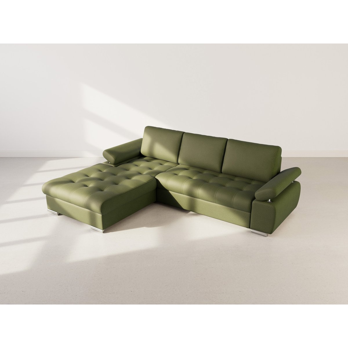 Canapé d'Angle Convertible 4 places - BIANCA vert, BEST MOBILIER