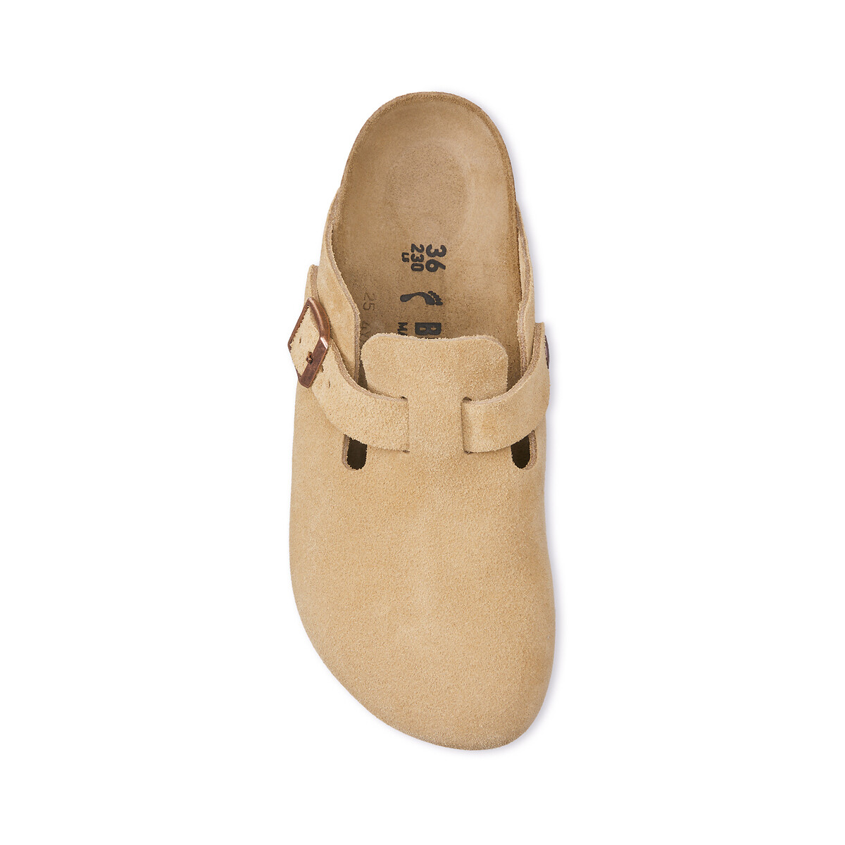 Sabots en cuir suedé Boston beige, BIRKENSTOCK