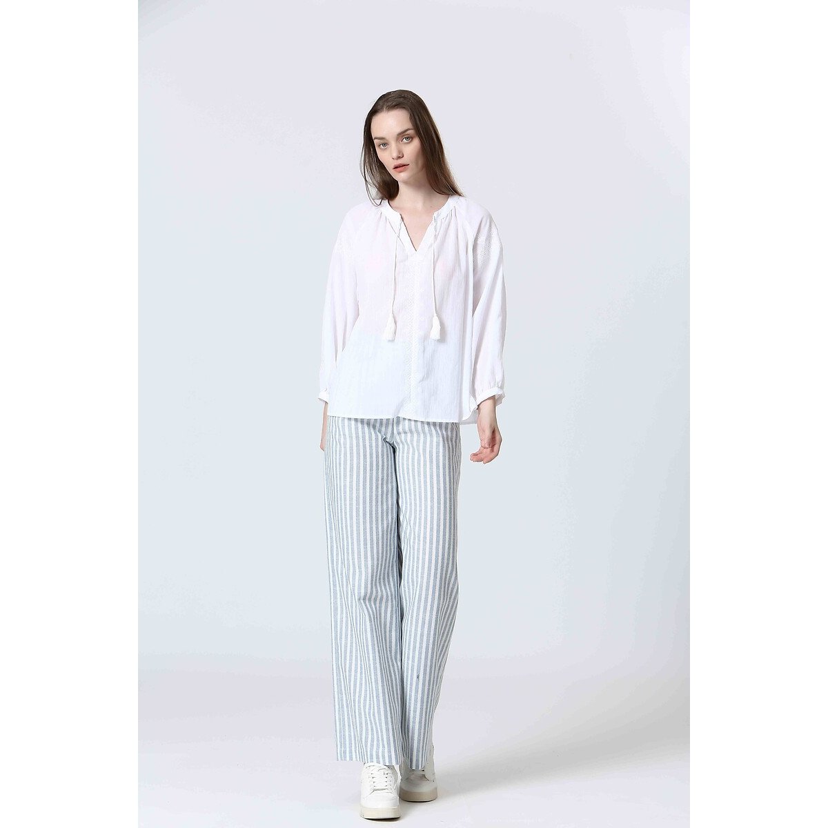 Pantalon large de costume bleu, SEE U SOON