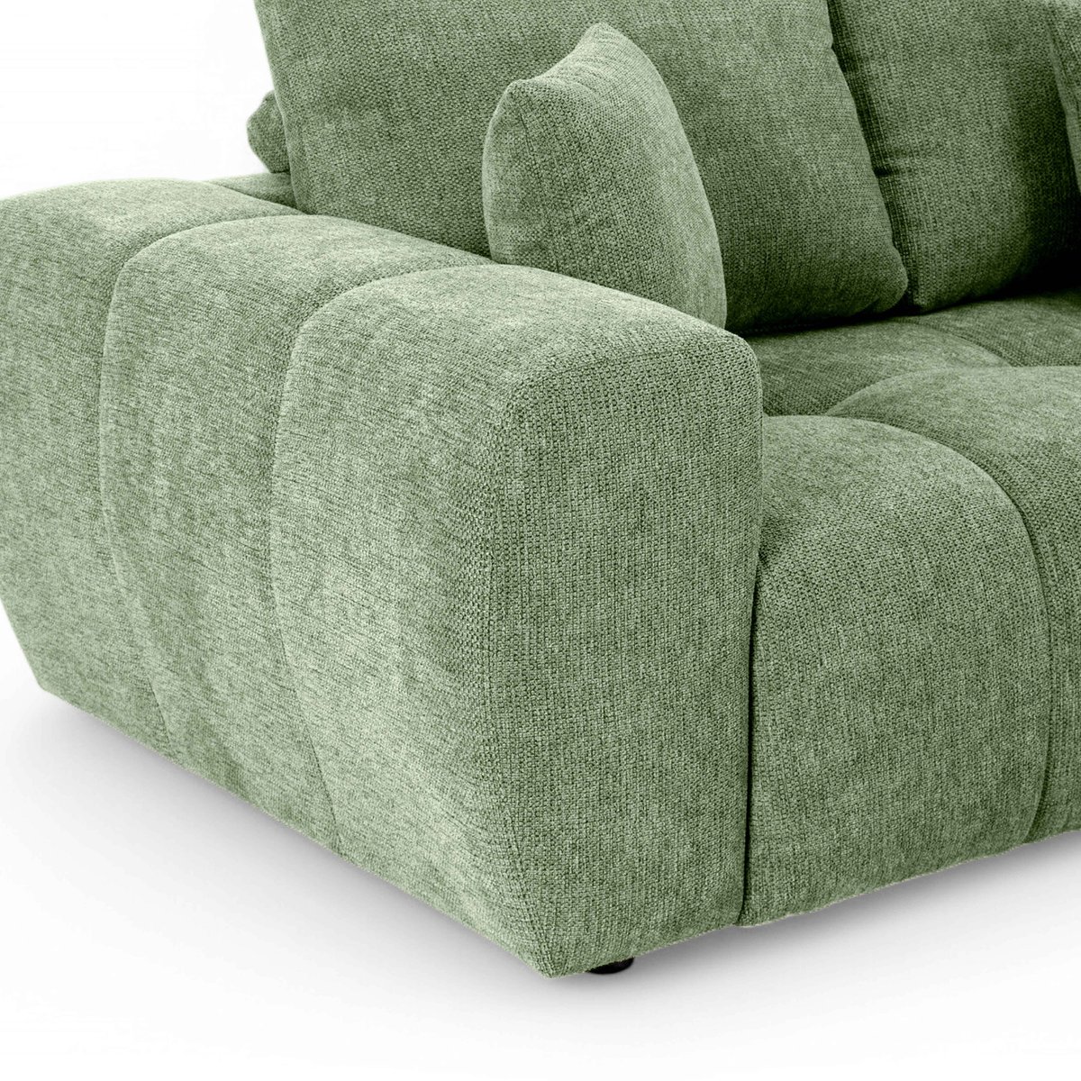 Canapé d'angle droit en polyester côtelé 3 places, NEPTUNE vert, OVIALA