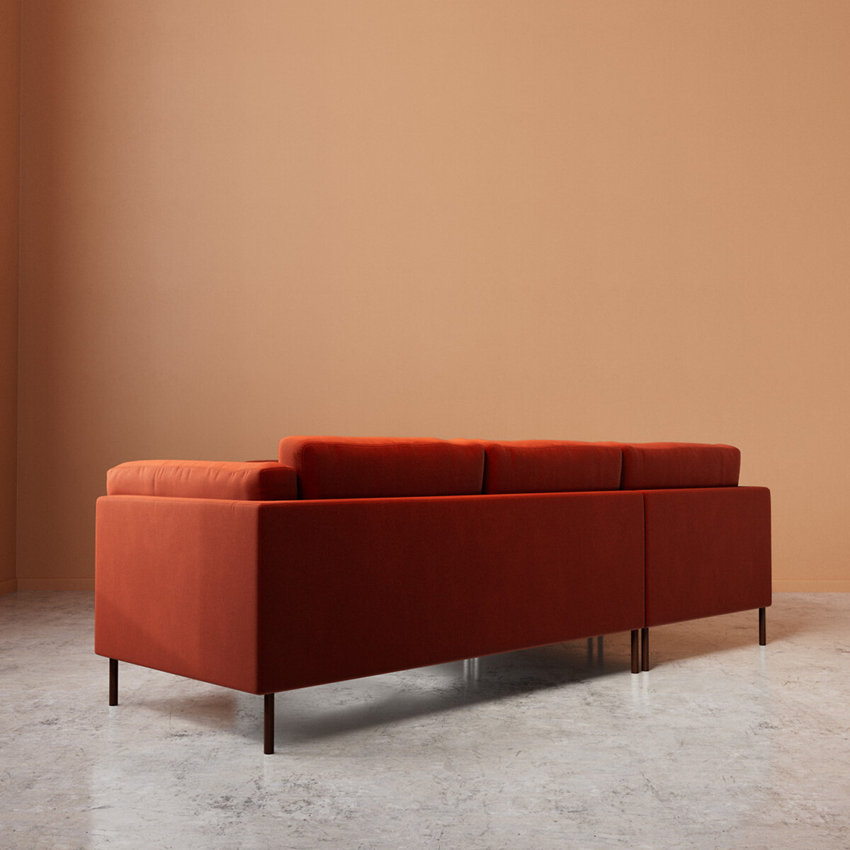 Munich Crushed Velvet Corner Sofa harissa, SWOON