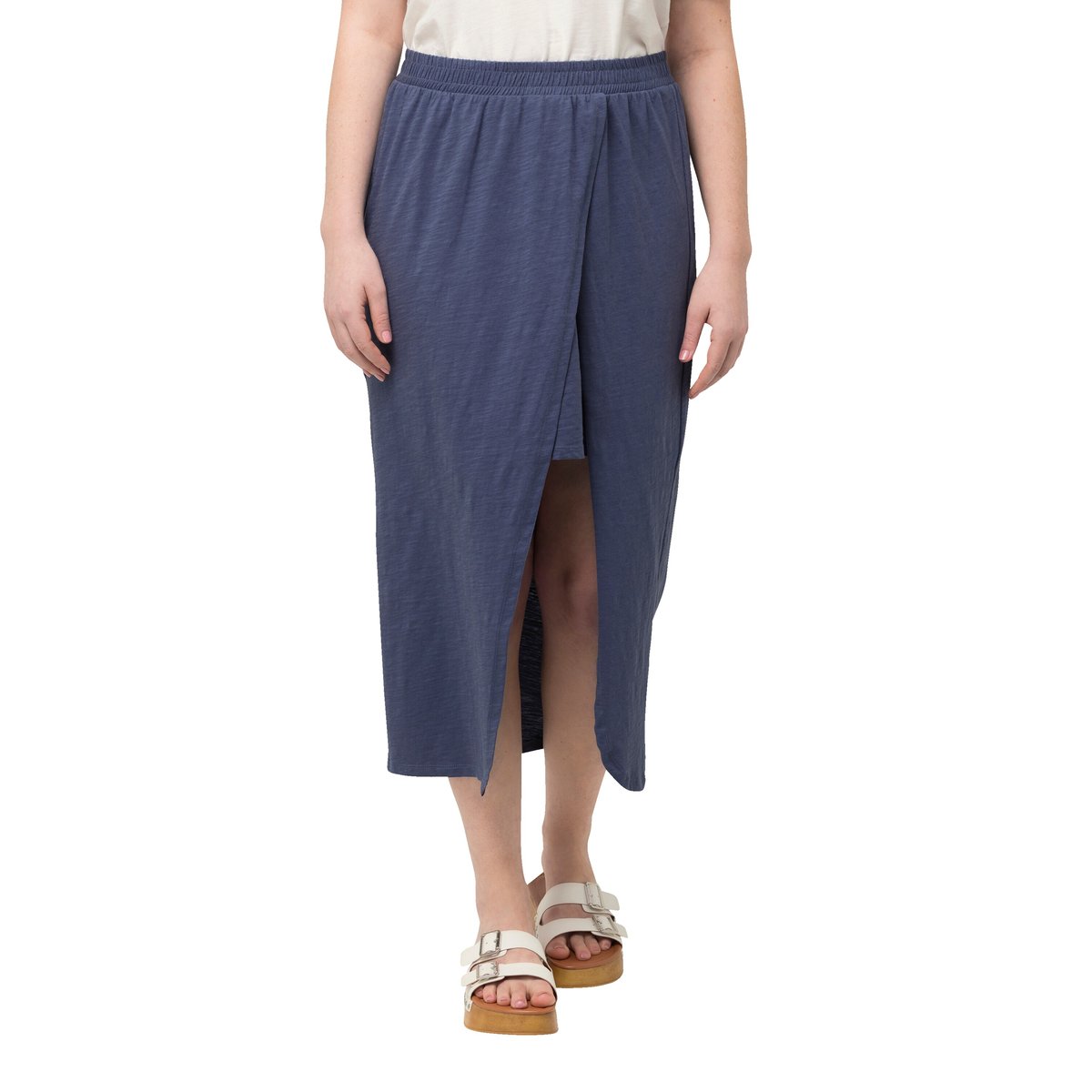 Jupe doublée en jersey de coton bio bleu encre, ULLA POPKEN