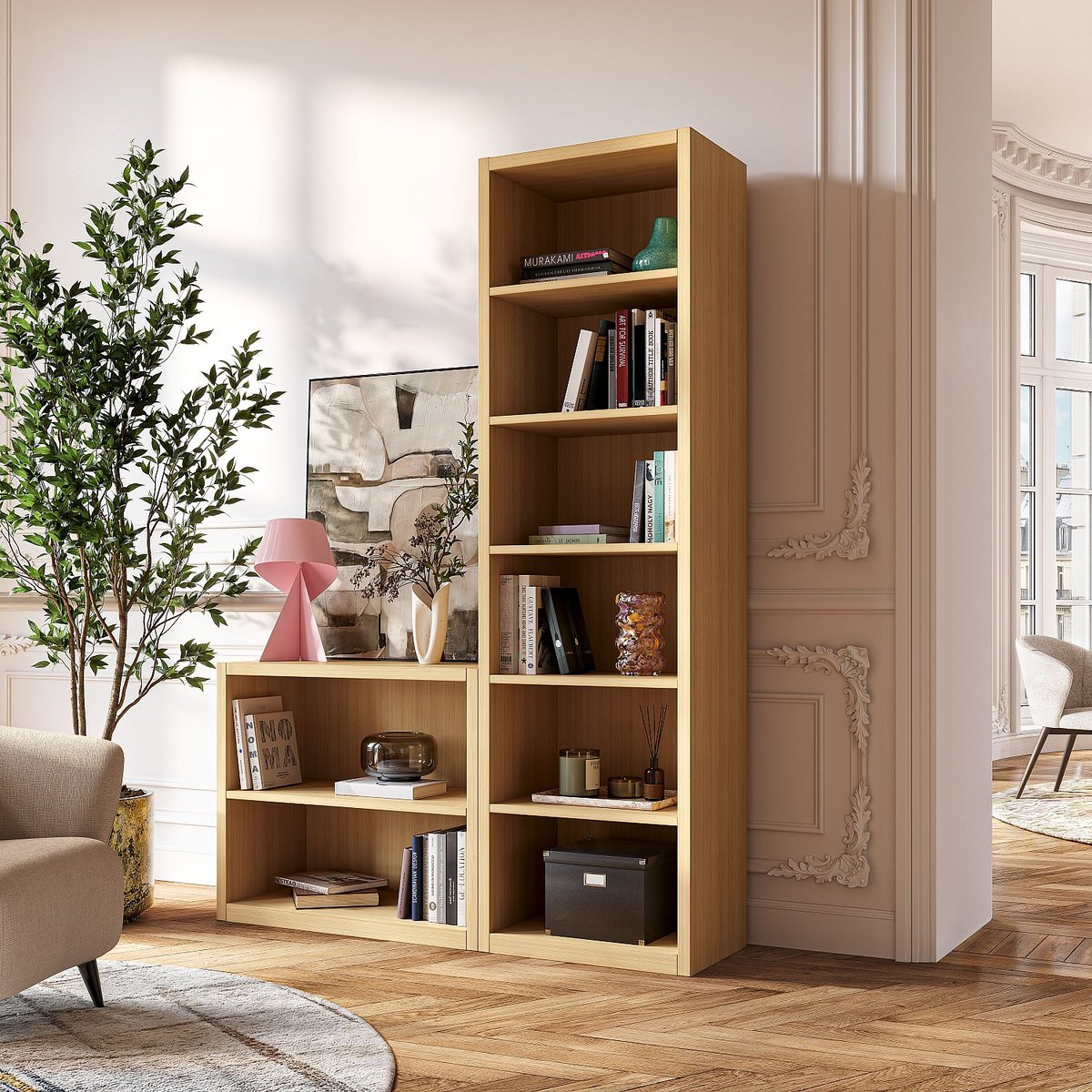 Bibliothèque bois CAMUS naturel clair, HABITAT