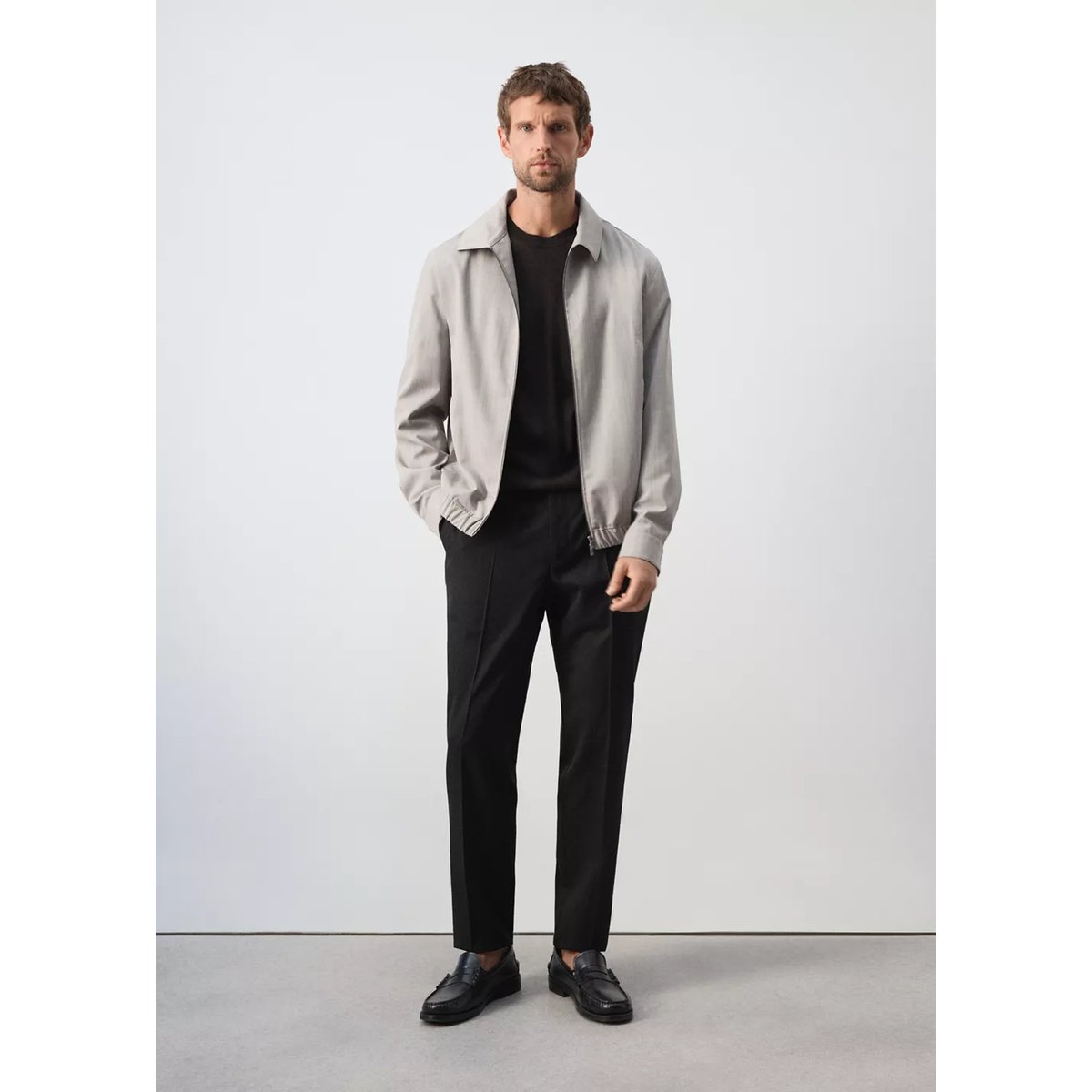 Veste bomber en laine mélangée gris clair/pastel, MANGO MAN