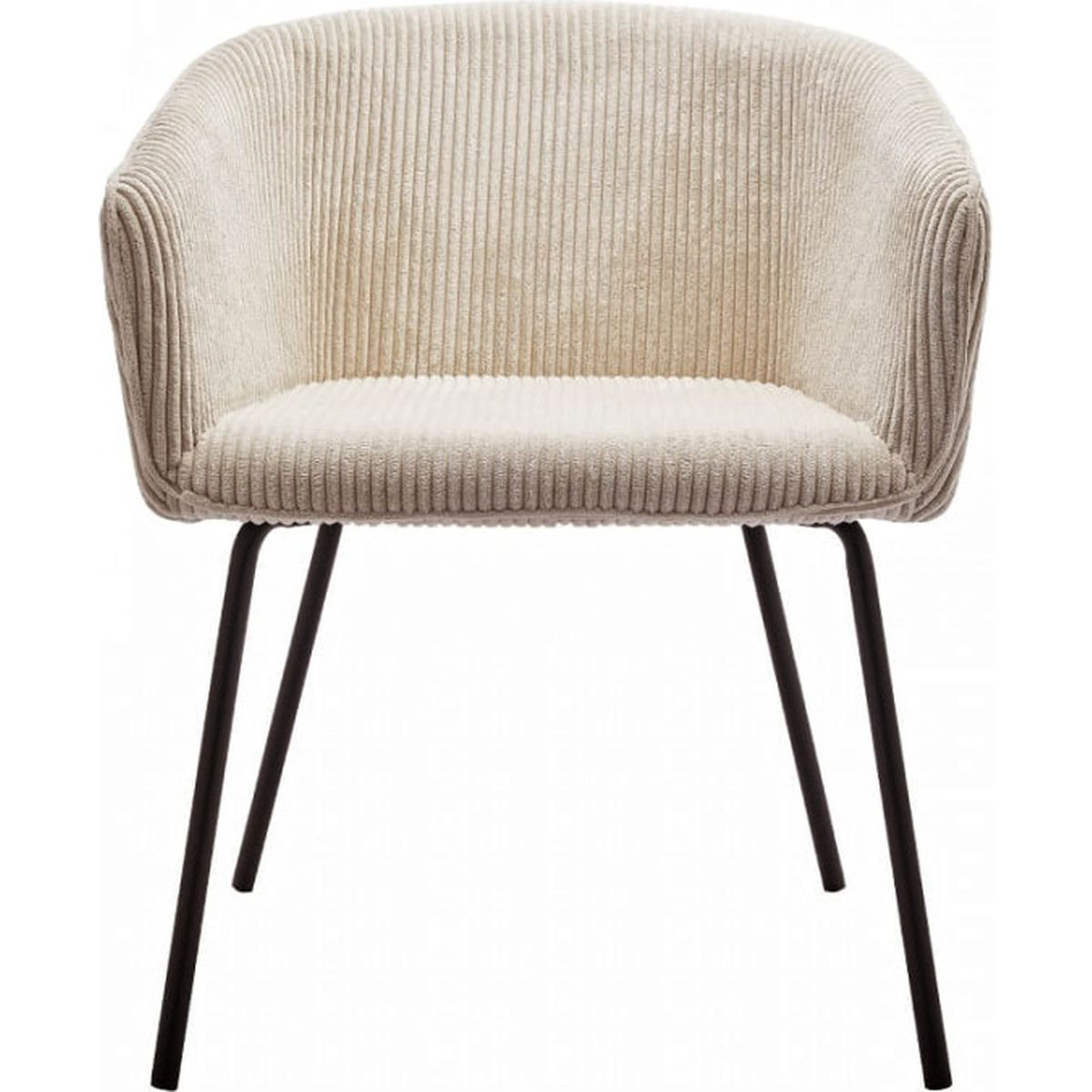 Lot de 2 fauteuils de table en velours côtelé - SWANN beige, HOMIFAB