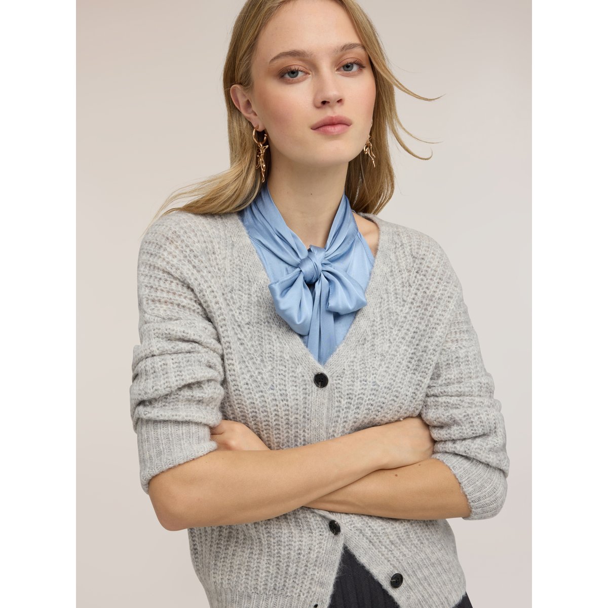 Cardigan côtelé gris, MOTIVI