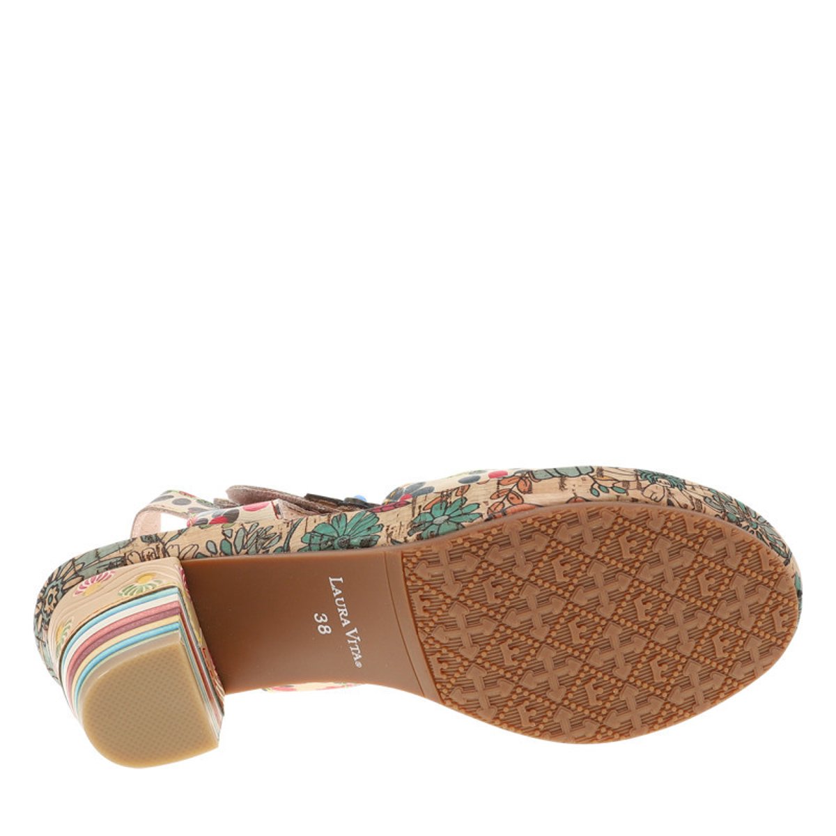 Sandales en cuir beiges à semelle décroché moyen et des bandes auto-agrippantes beige, LAURA VITA