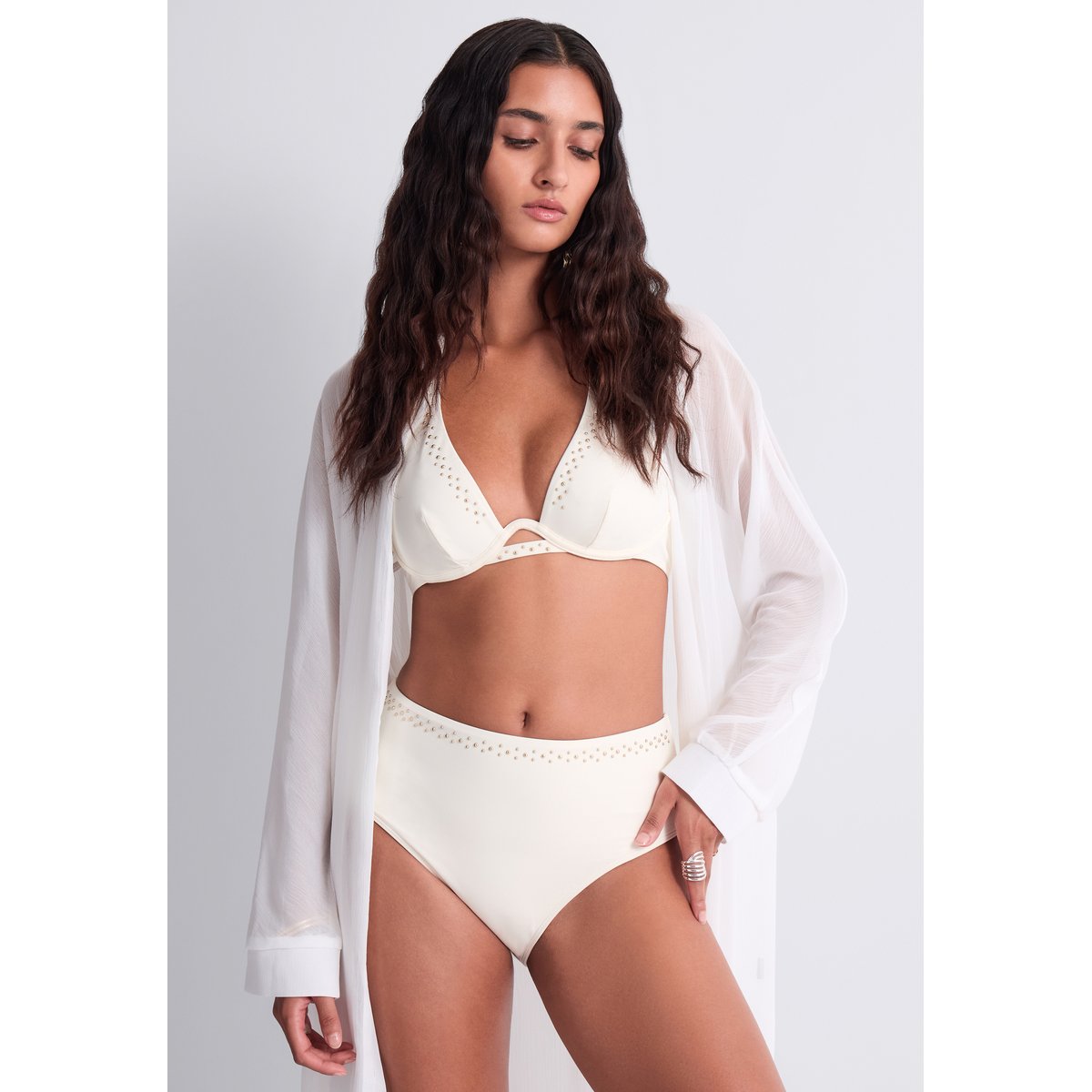 Bas de maillot de bain taille haute Summer Stars. blanc, AUBADE
