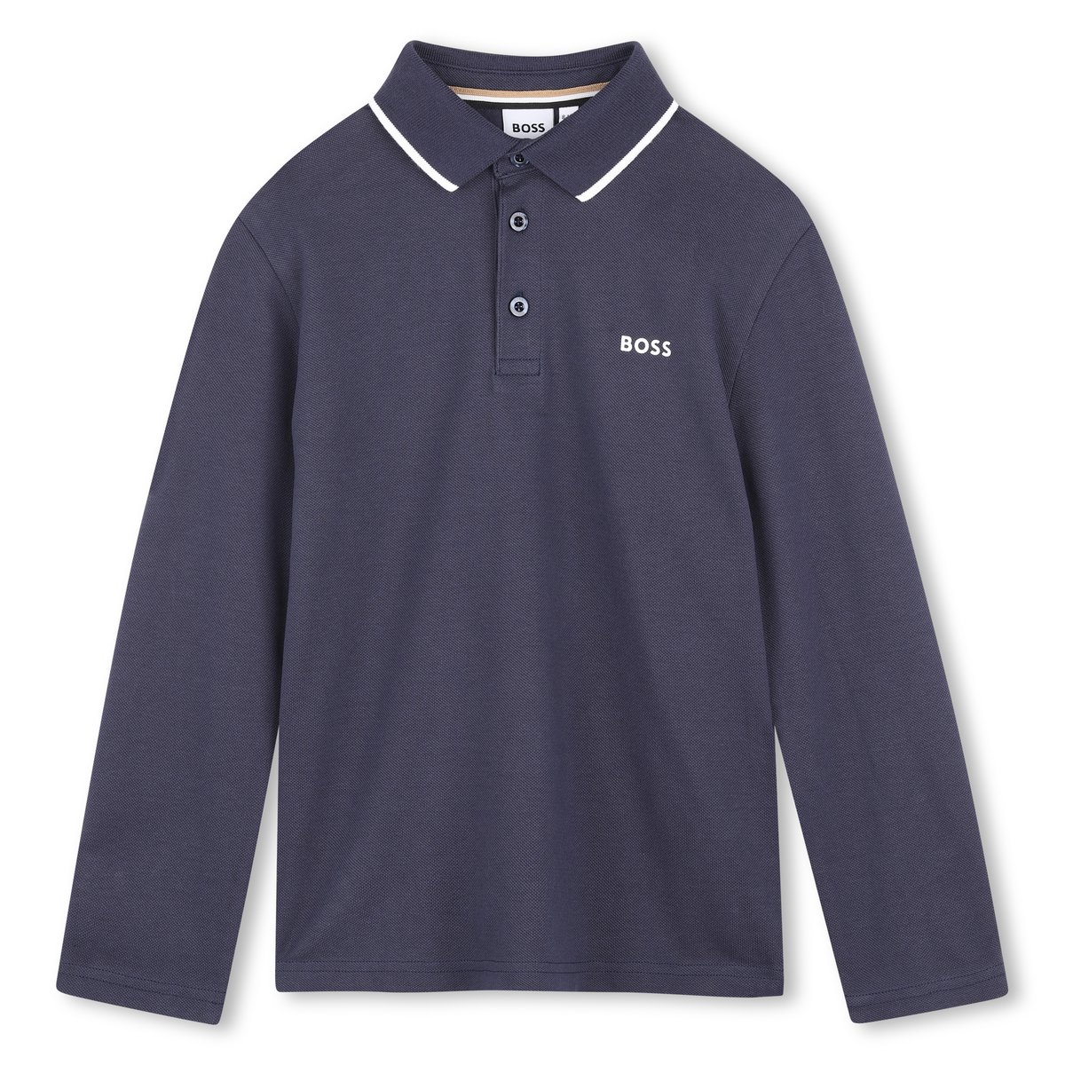 Polo manches longues bleu cargo, BOSS KIDSWEAR