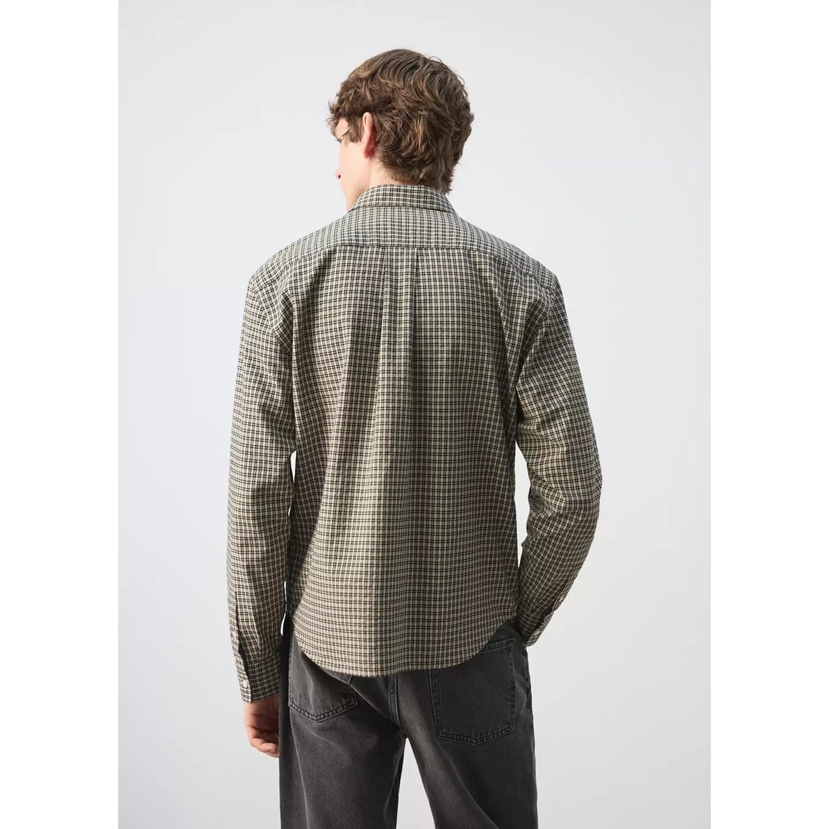 Chemise regular fit à carreaux en coton beige, MANGO MAN