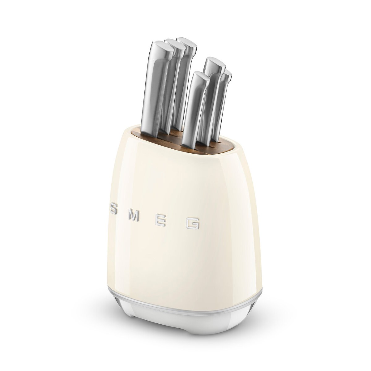 Bloc de 6 couteaux multi-usages crème, SMEG