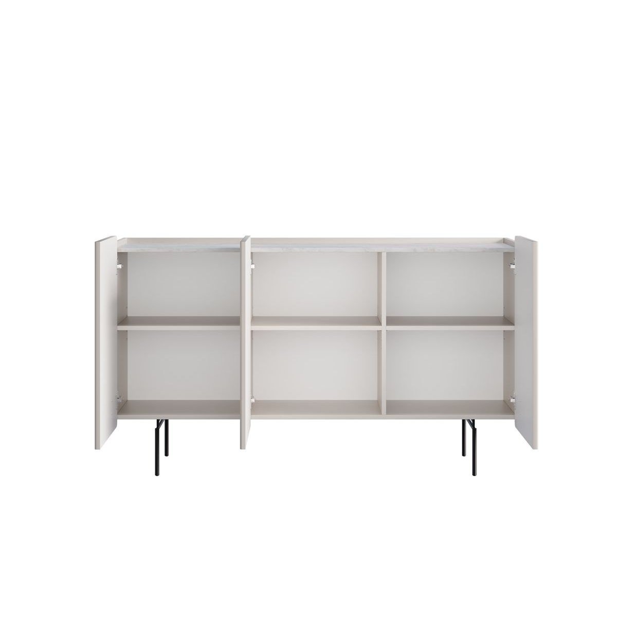 Buffet bas en panneaux de particules et MDF 4 portes 150 cm, MATHILDE beige, BOBOCHIC