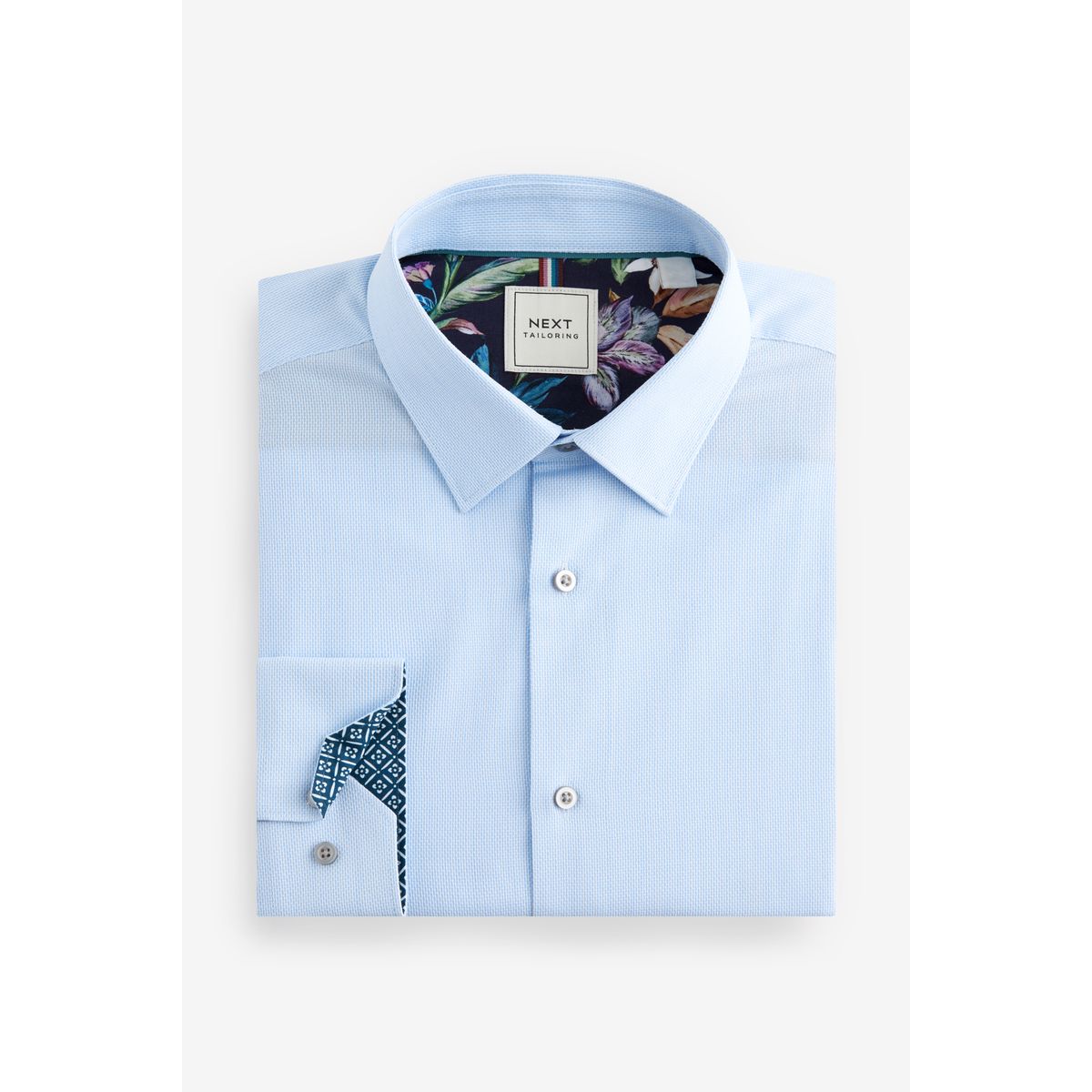 Chemise oxford slim liseré facile d'entretien bleu clair, NEXT