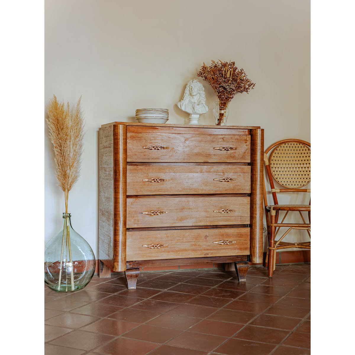 Commode en bois classique art déco Olga N°692 - Bon état bois clair, DEBONGOUT