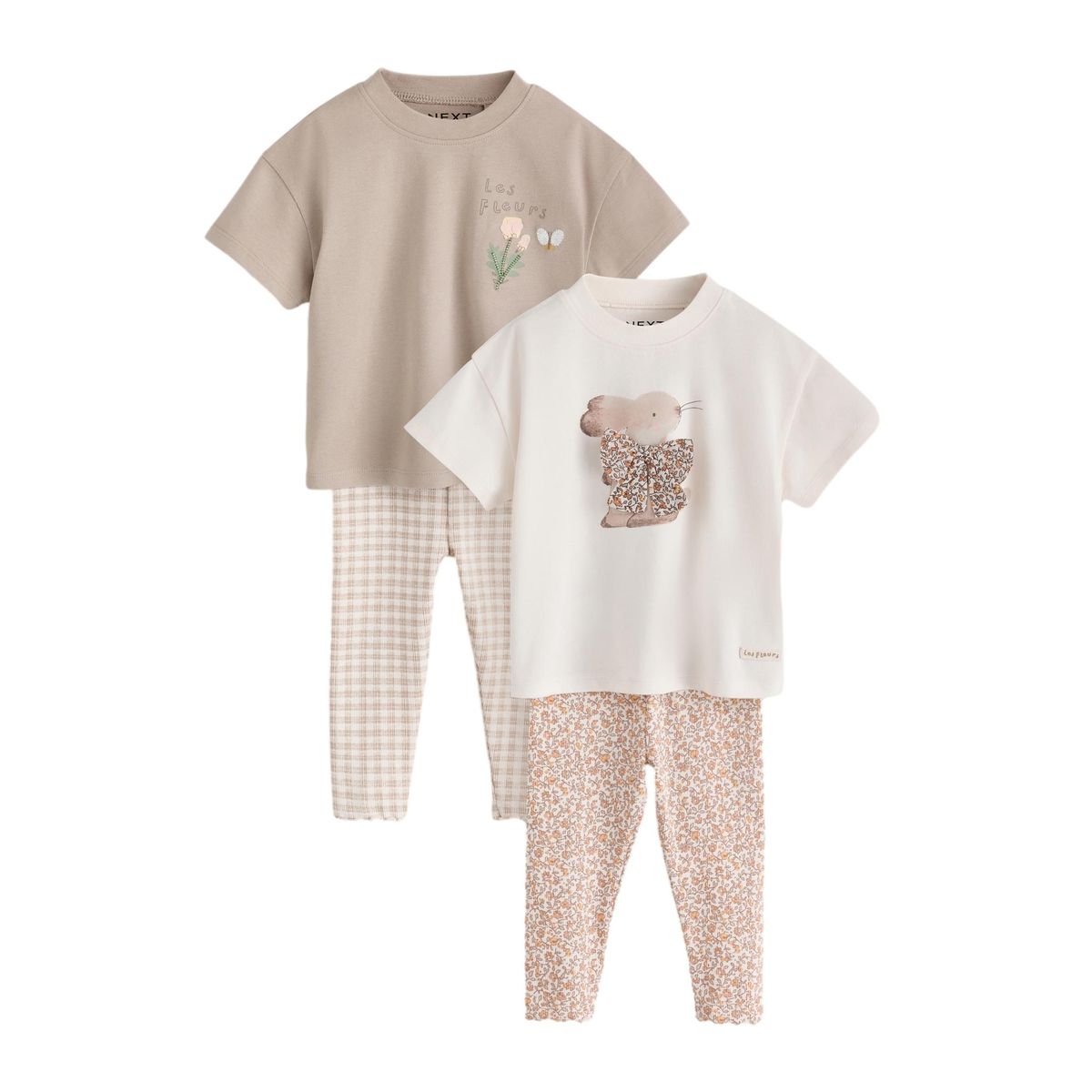 Ensemble legging et t-shirt, 4 pièces lapin neutre, NEXT