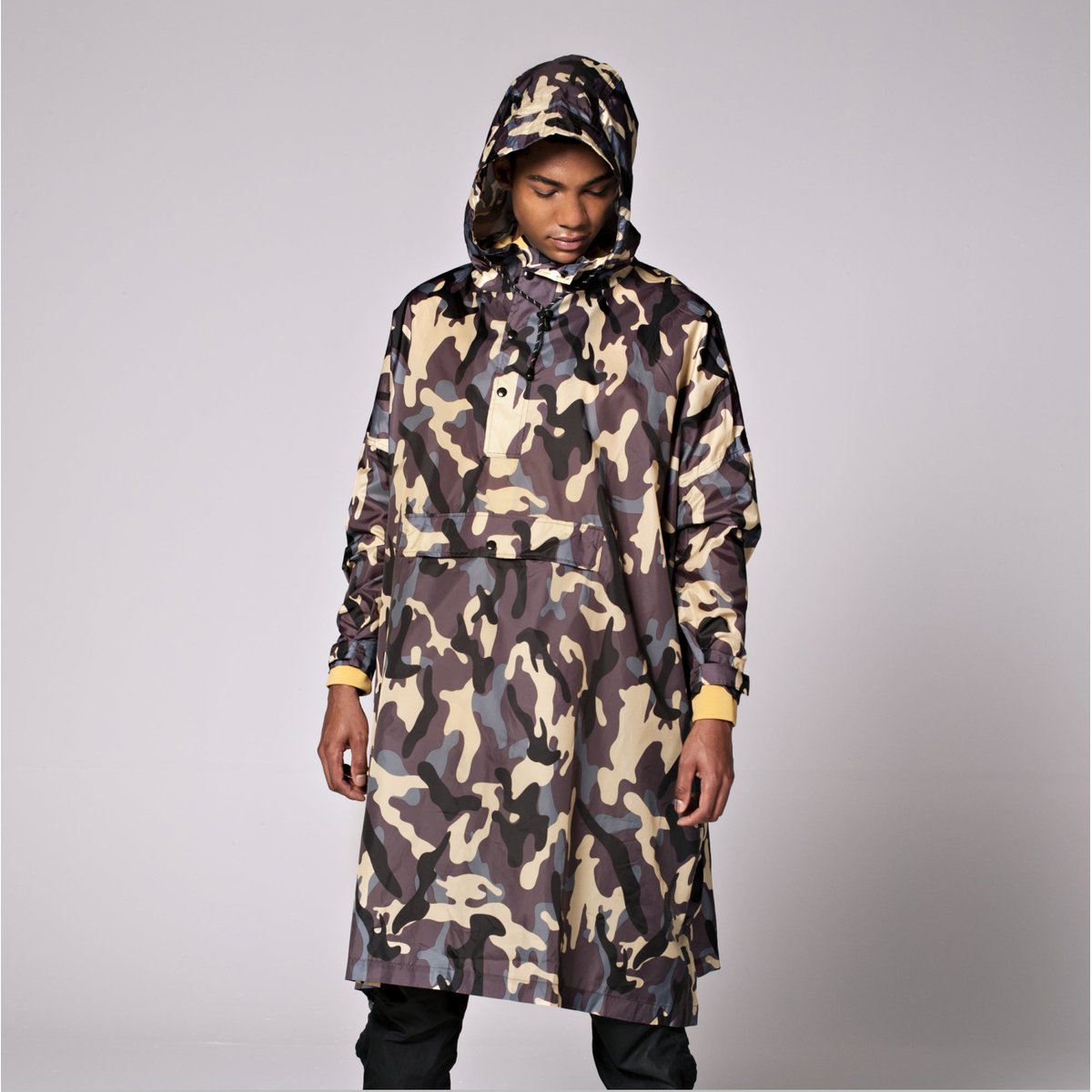 Poncho de pluie imperméable CAMO beige camouflage quatre tons, RAINKISS