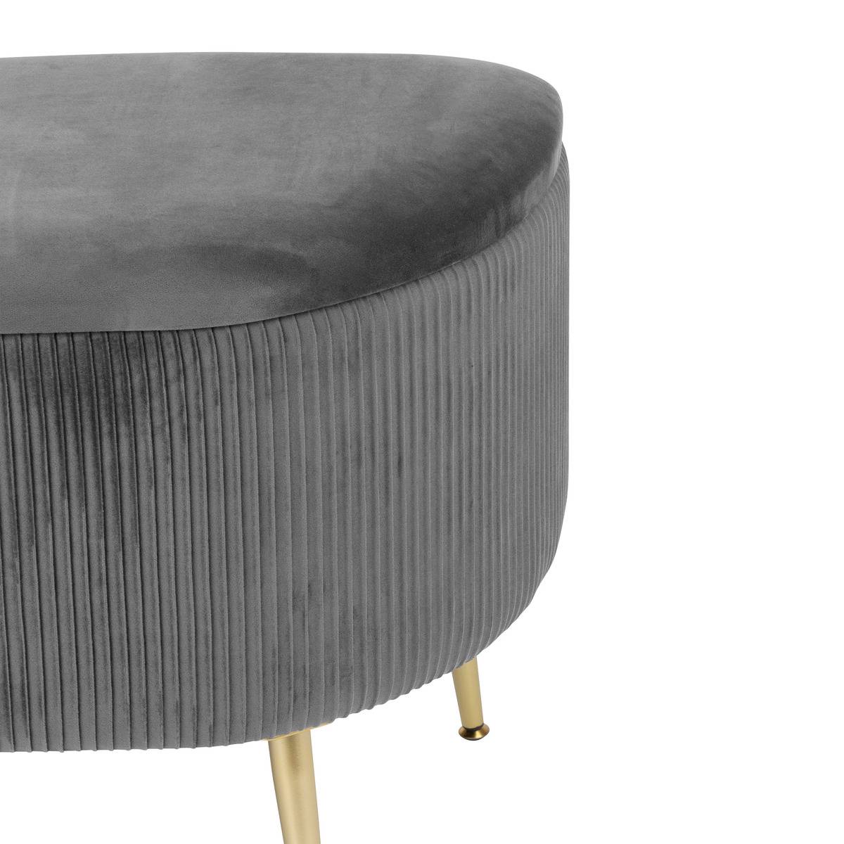 Banc coffre de rangement en velours SOLARO gris, ATMOSPHERA