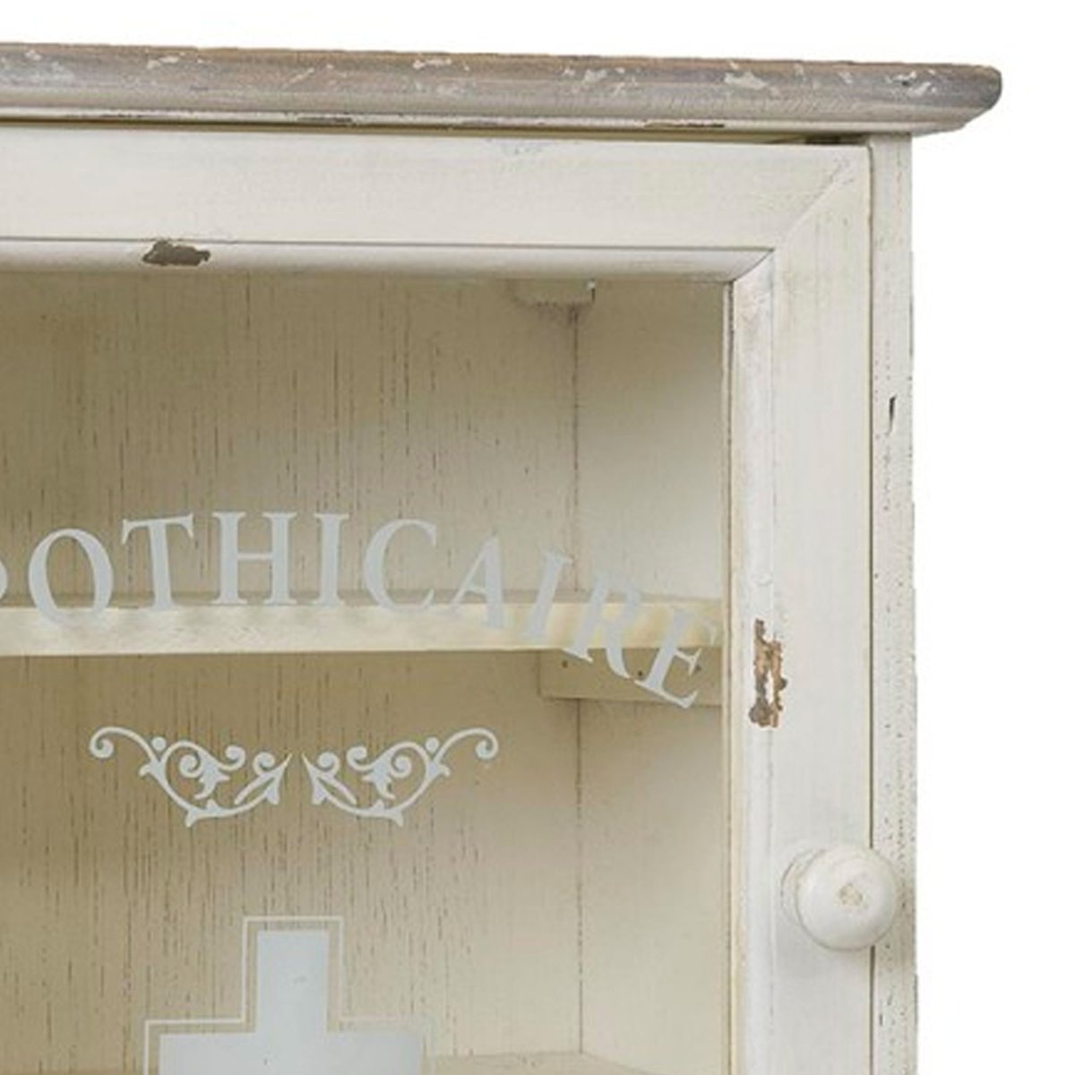 Étagère murale bois blanc et porte vitrée apothicaire 32x18x36cm blanc, WADIGA