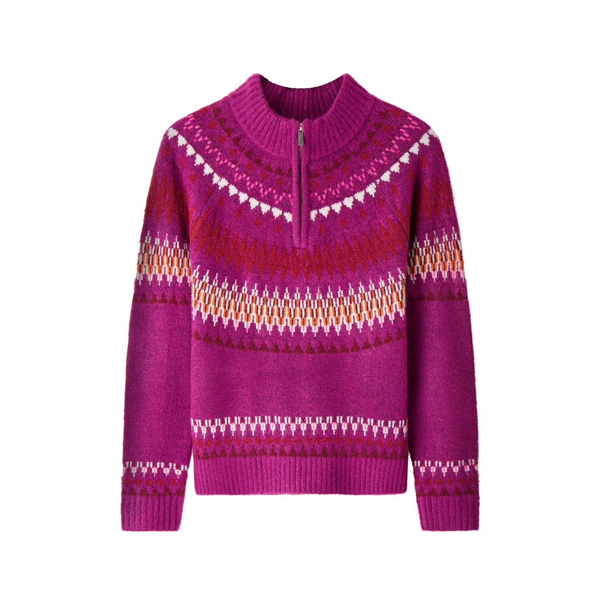 Pull Fair Isle Semi-Zippé Connie violet, JOE BROWNS
