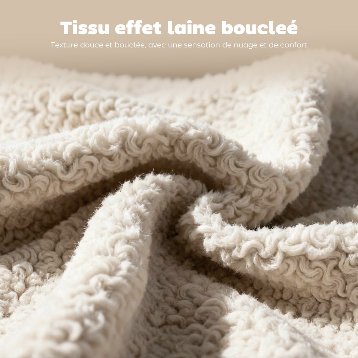 Chaise de salle à manger Tissu effet laine crème, bois naturel, HOMCOM