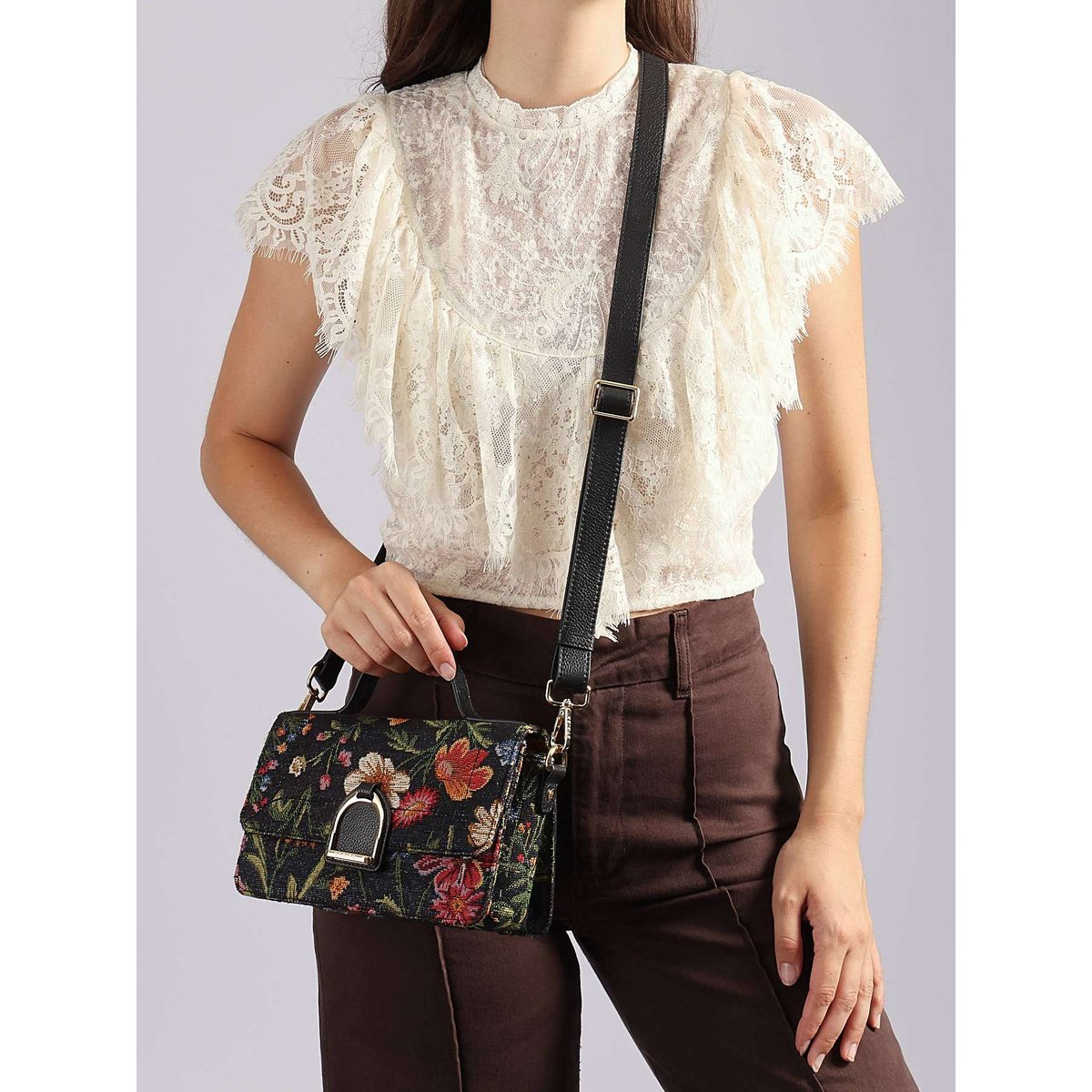 Sac bandoulière Altesse jacquard noir, ETRIER