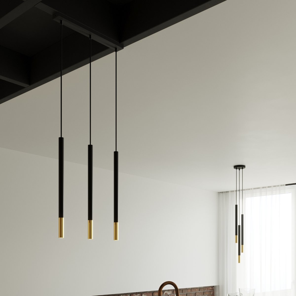 Suspension Acier Or/Noir G9 1 Mozaica jaune, EDEN