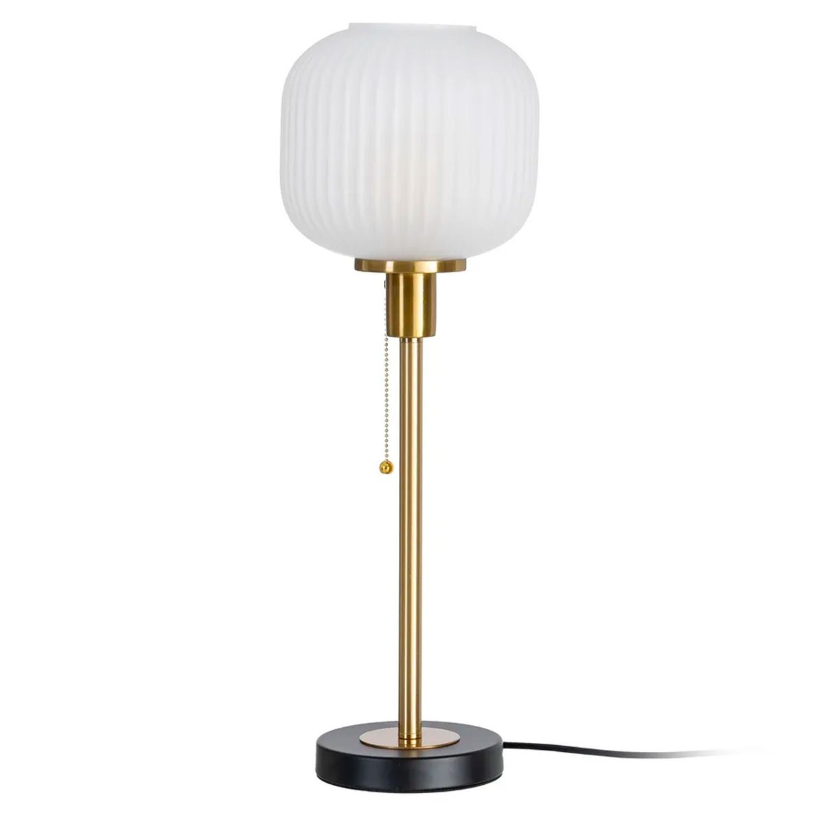 Lampe à poser à tirette noir et doré abat-jour verre poli 20x20x60cm doré, WADIGA