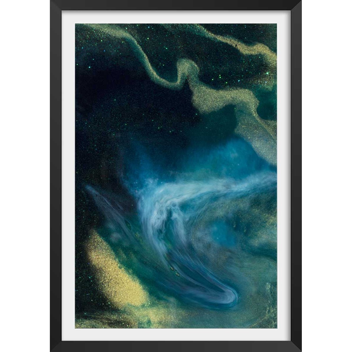 Poster bleu constellation affiche + cadre en bois - noir, HEXOA