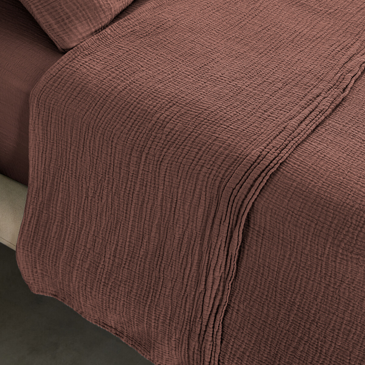 Drap plat en gaze de coton biologique, Yafa terre de sienne, AM.PM