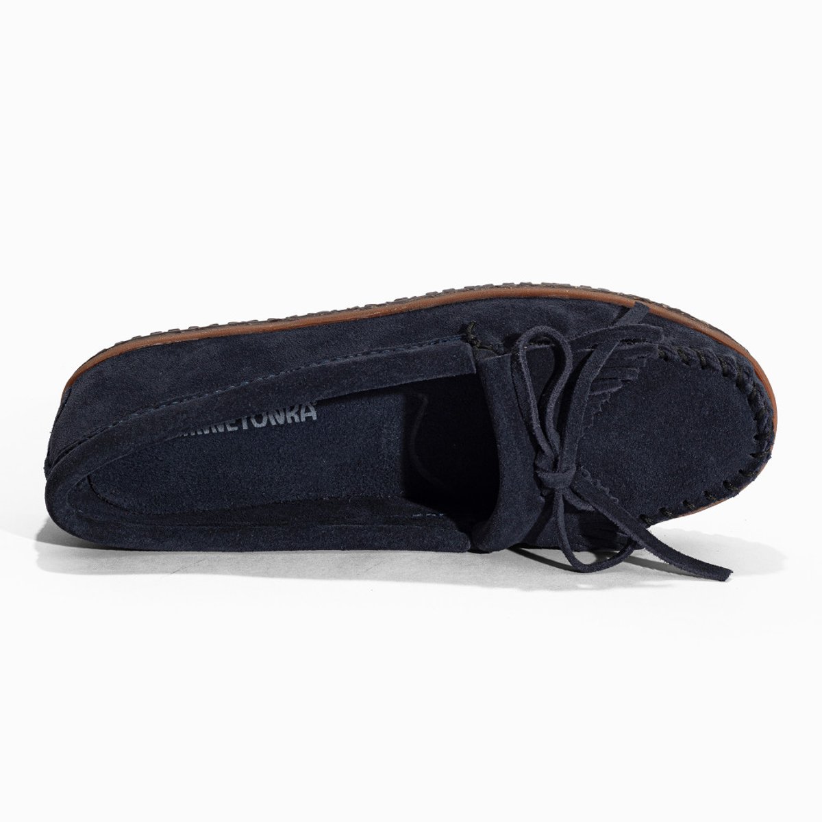Mocassins en cuir Kilty Tread bleu marine, MINNETONKA