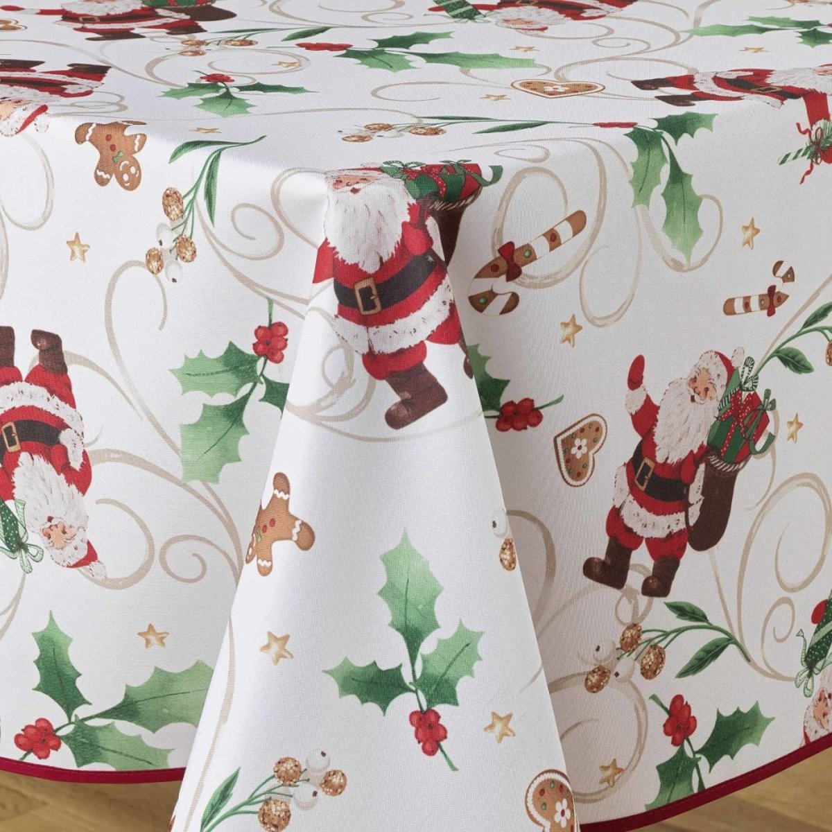 Nappe Rectangulaire Pere Noel 150x240  Coloris Blanc blanc, DECORATIE