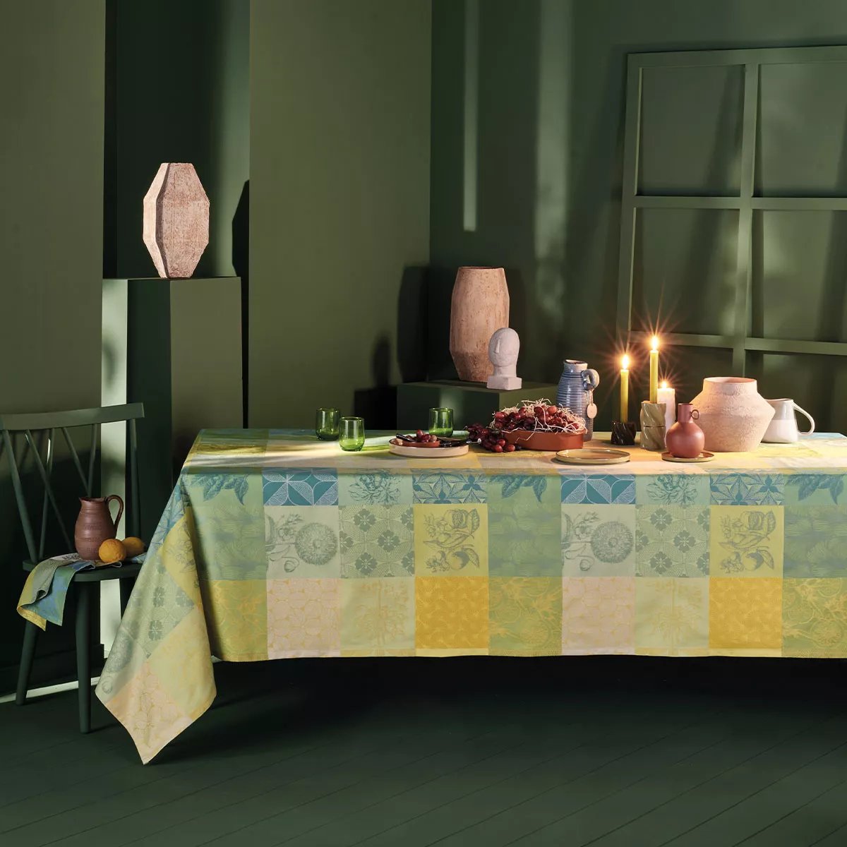 Nappe pur coton enduit MILLE PARFUMS limoni, GARNIER THIEBAUT