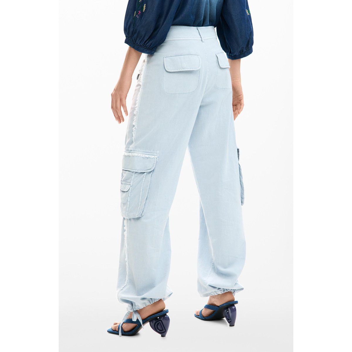 Pantalon cargo poches bleu, DESIGUAL