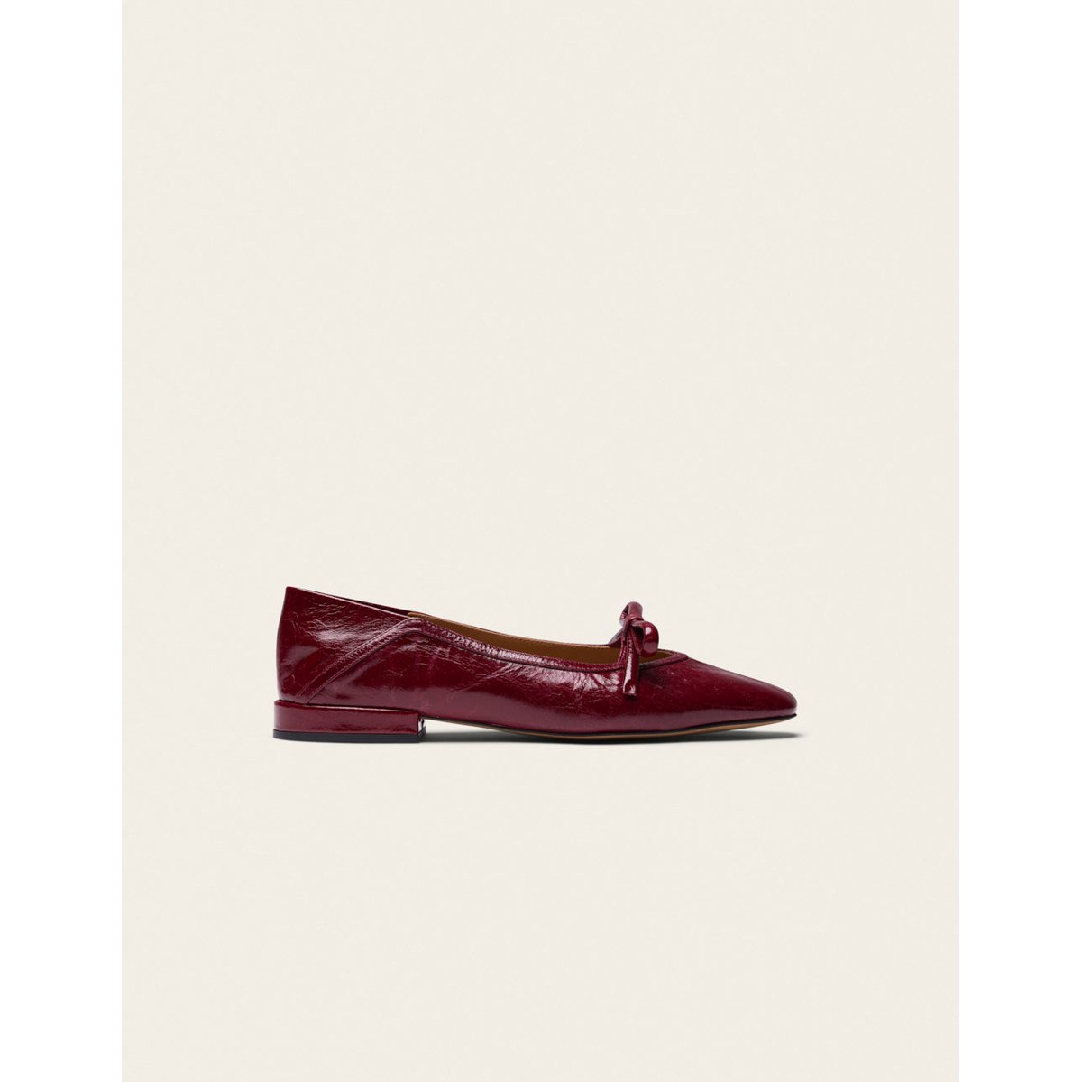 Ballerines ETEL cuir plissé bordeaux, ODAJE