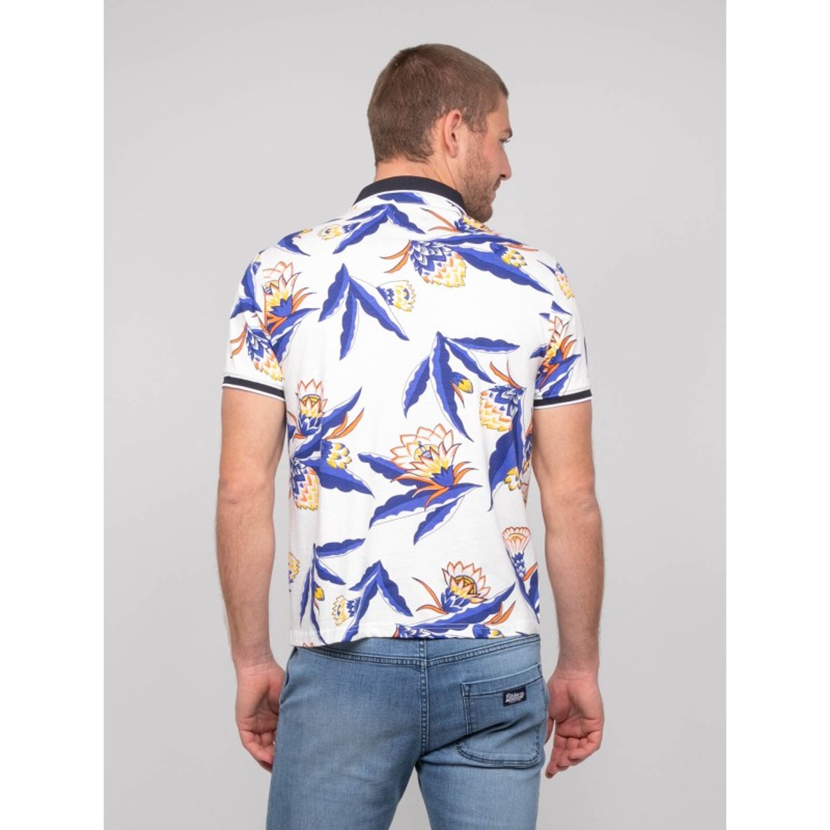 Polo Manches Courtes Coton Motifs Pewa bleu marine, RITCHIE
